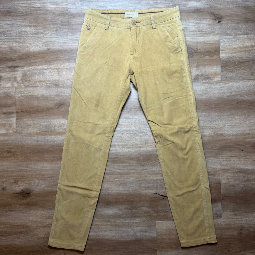 Diesel Corduroy‎ Pants Mens 29 Yellow Slim Fit Trousers Mustard Fine Wale Preppy